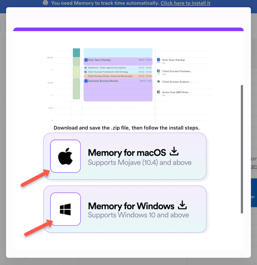dowload memory for timely