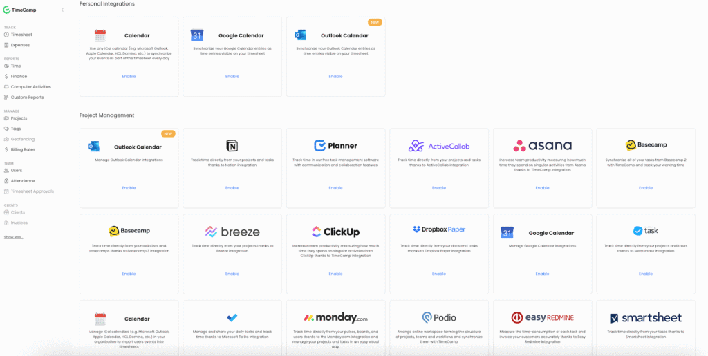 timecamp integrations